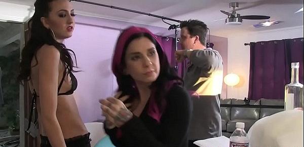  Inked milf showing her big tits in BTS video